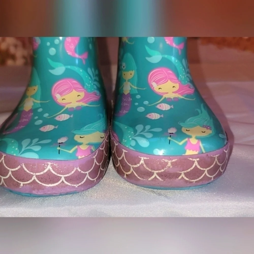 Mermaid Rubber Rain Boots lined with faux Sherpa